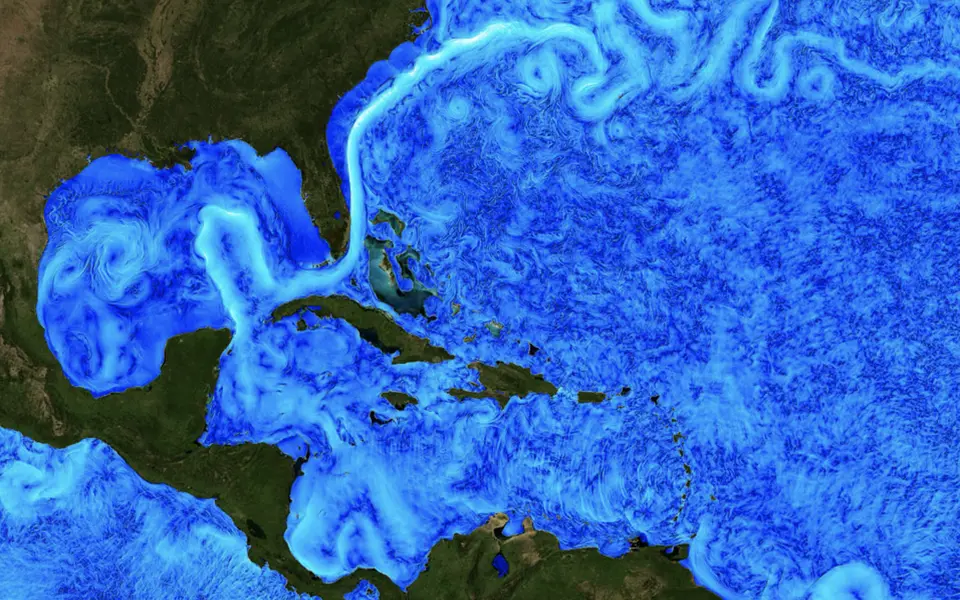Visualisation NASA haute résolution d’un modèle de circulation océanique de surface