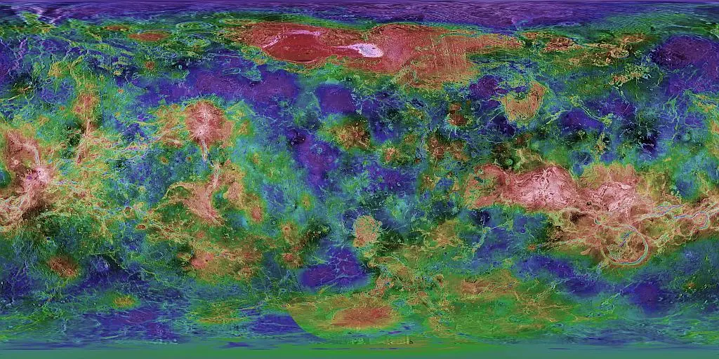 Vénus — Mosaïque topographique colorisée Magellan