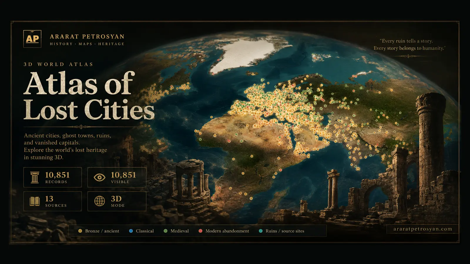 Atlas of Lost Cities cartographic interface